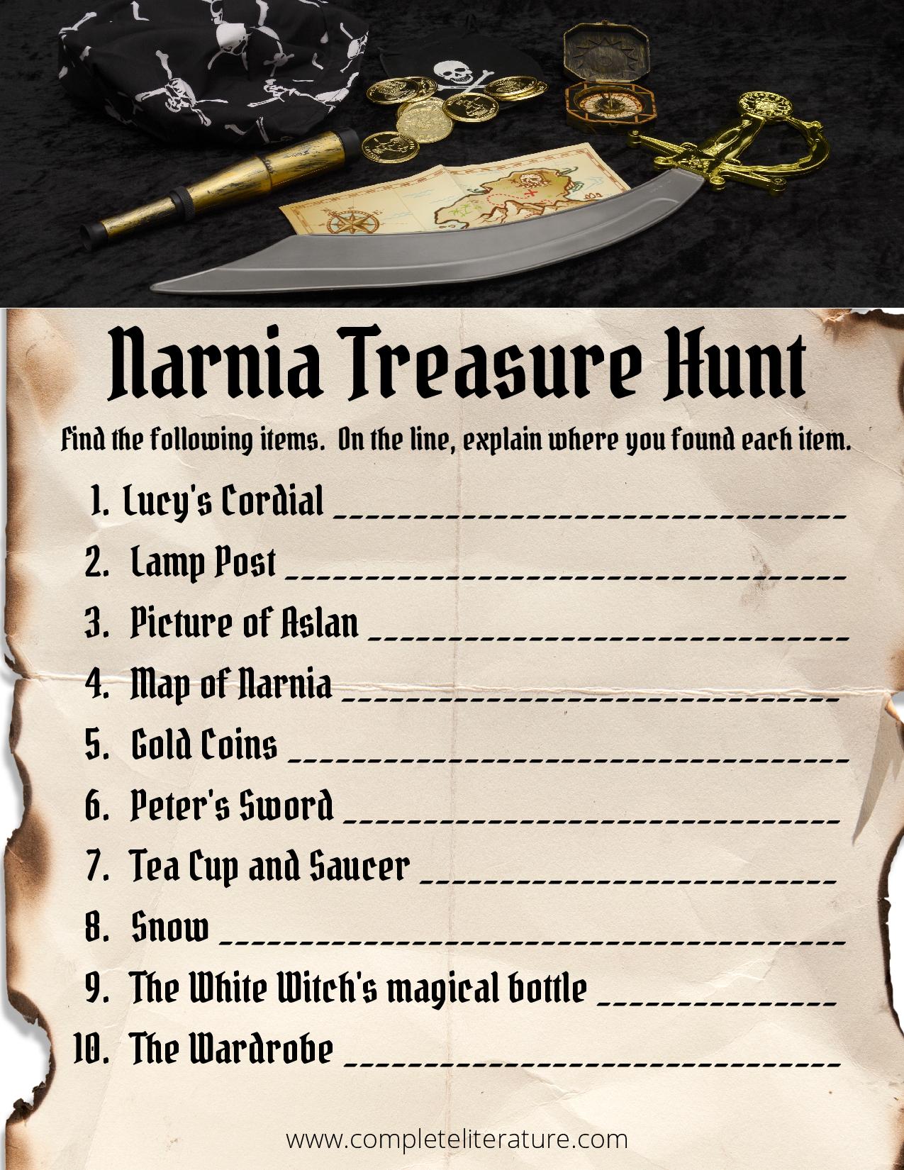 Narnia Treasure Hunt Worksheet