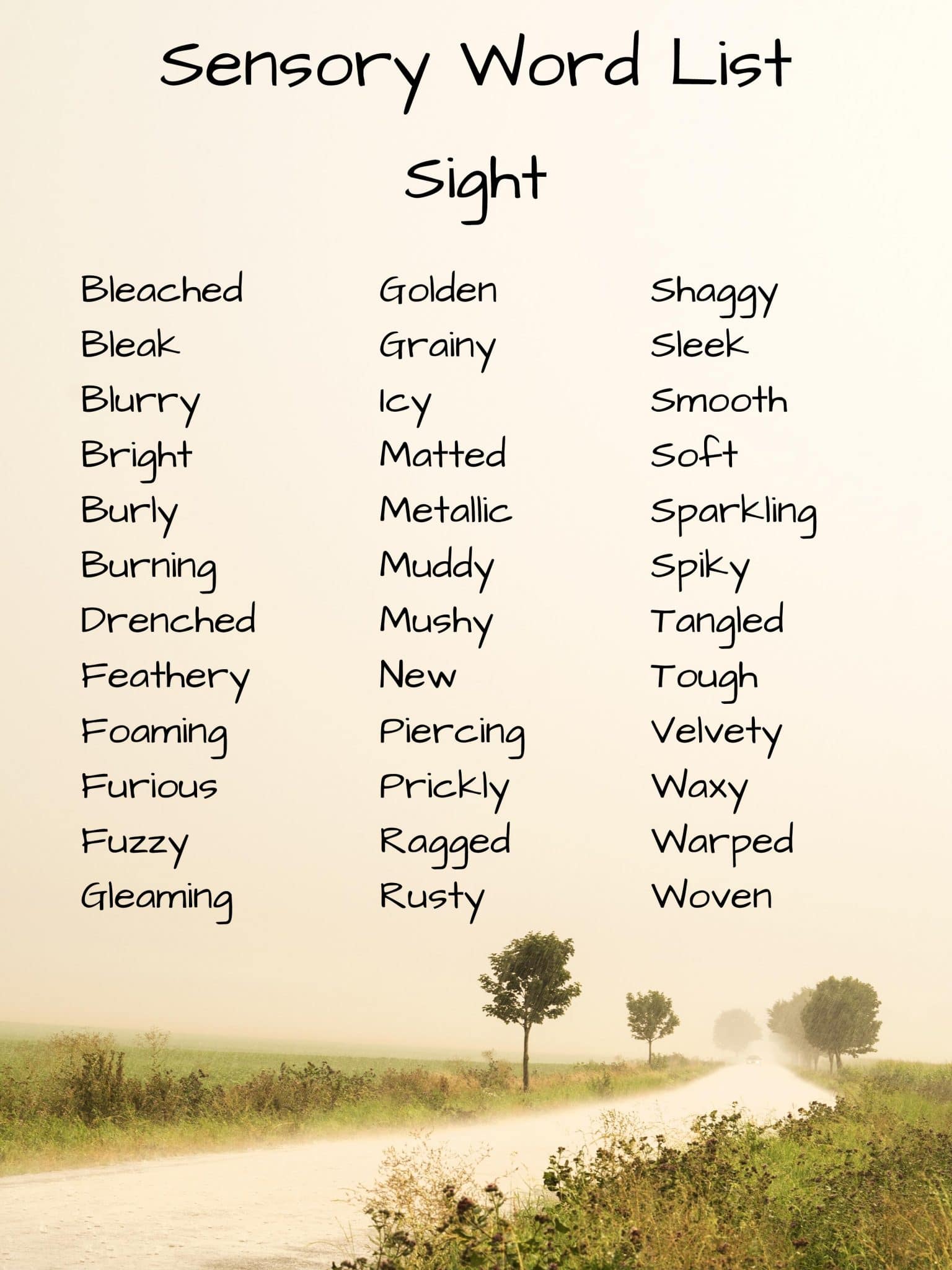 Sensory words sight
