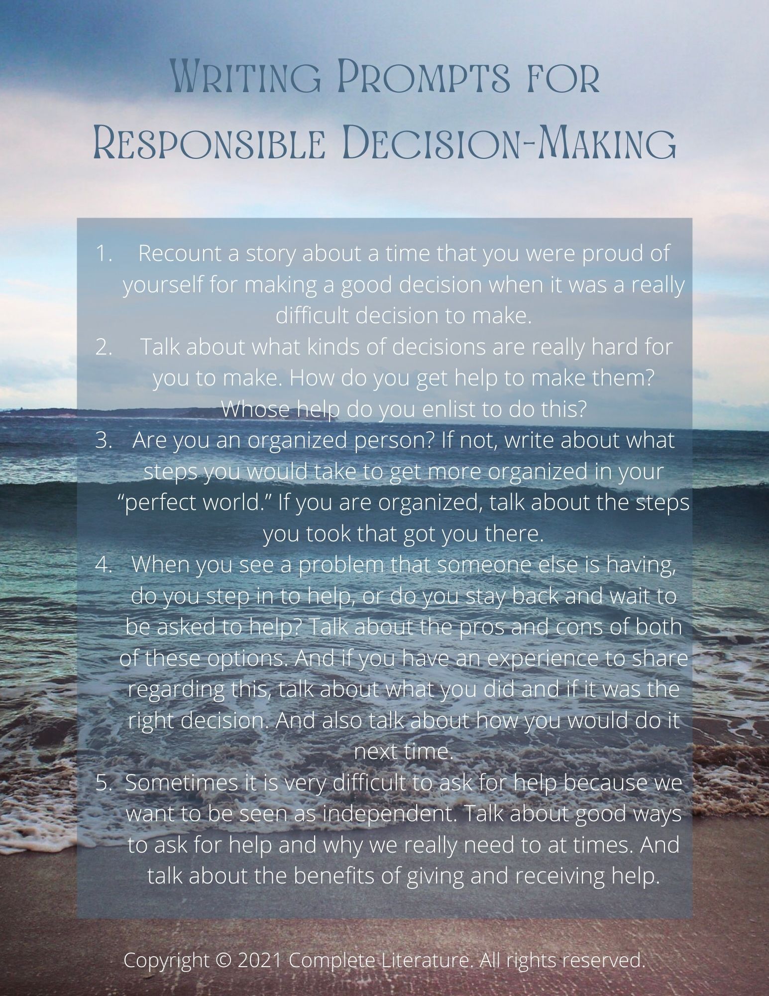 Writing Prompts for Responsible Decision-making